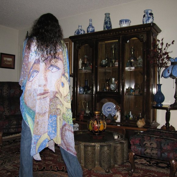 NWT Sheer Wrap, Tunisian Mosaic by Noora Elkoussy for Shop Vida SIZE-REGULAR - Picture 6 of 8